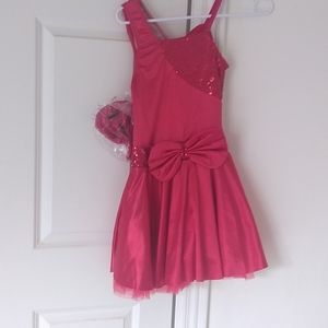 Red Bow Dance Costume with Skirt